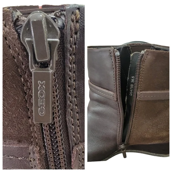 Geox Respira Amelia Brown Ankle Boots Suede Leather Wedge Booties Women’s 38.5 - Picture 10 of 16